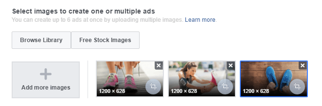Showing the image uploader in Facebook's Ads Manager