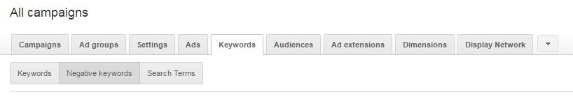 Google AdWords Negative Keywords